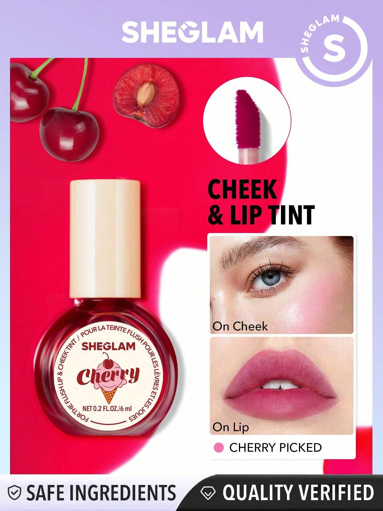 SHEGLAM For The Flush Lip & Cheek Tint - Cherry Picked