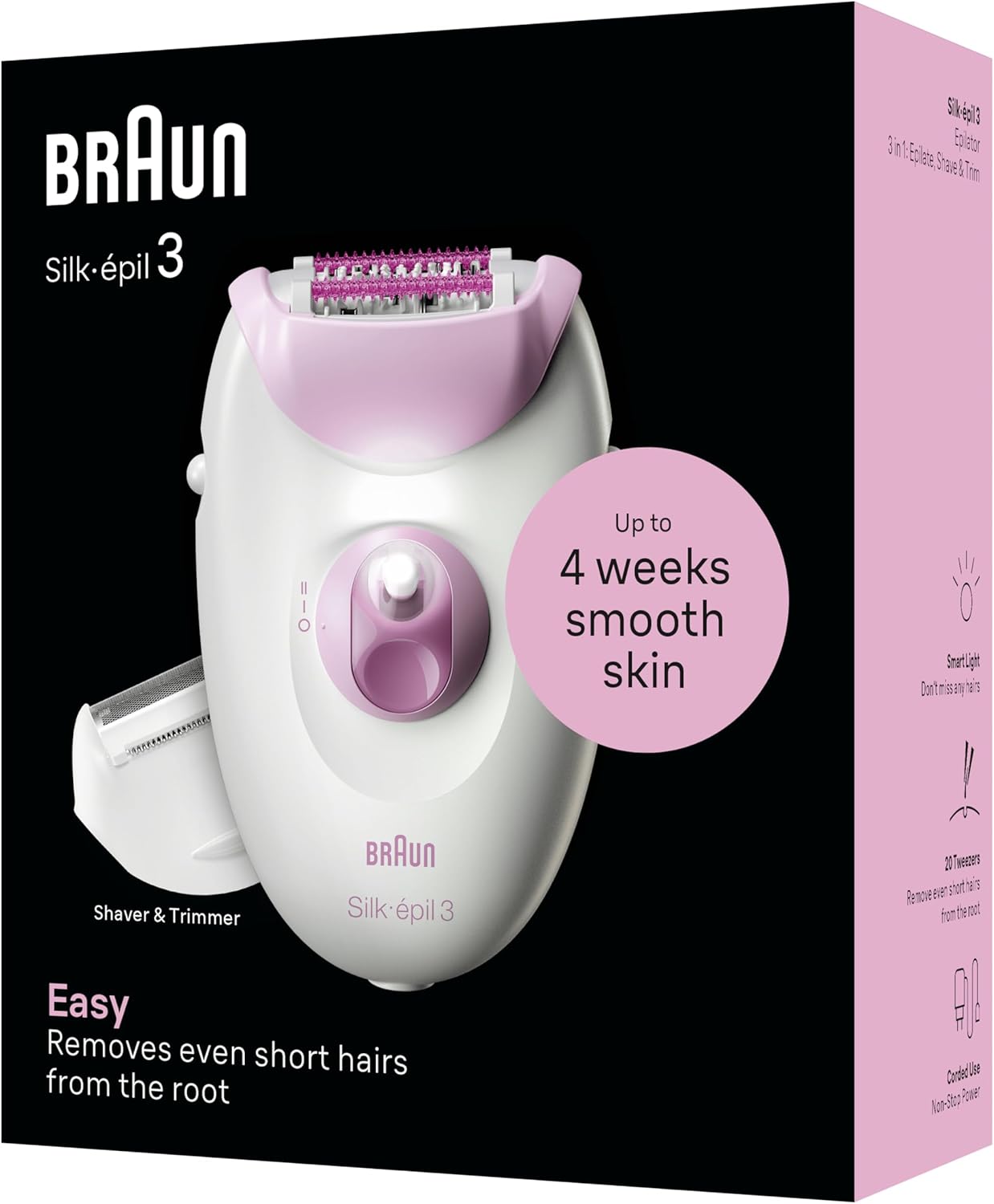 Braun Silk-épil 3 Épilateur filaire pour une épilation facile, peau lisse et soyeuse pendant des semaines