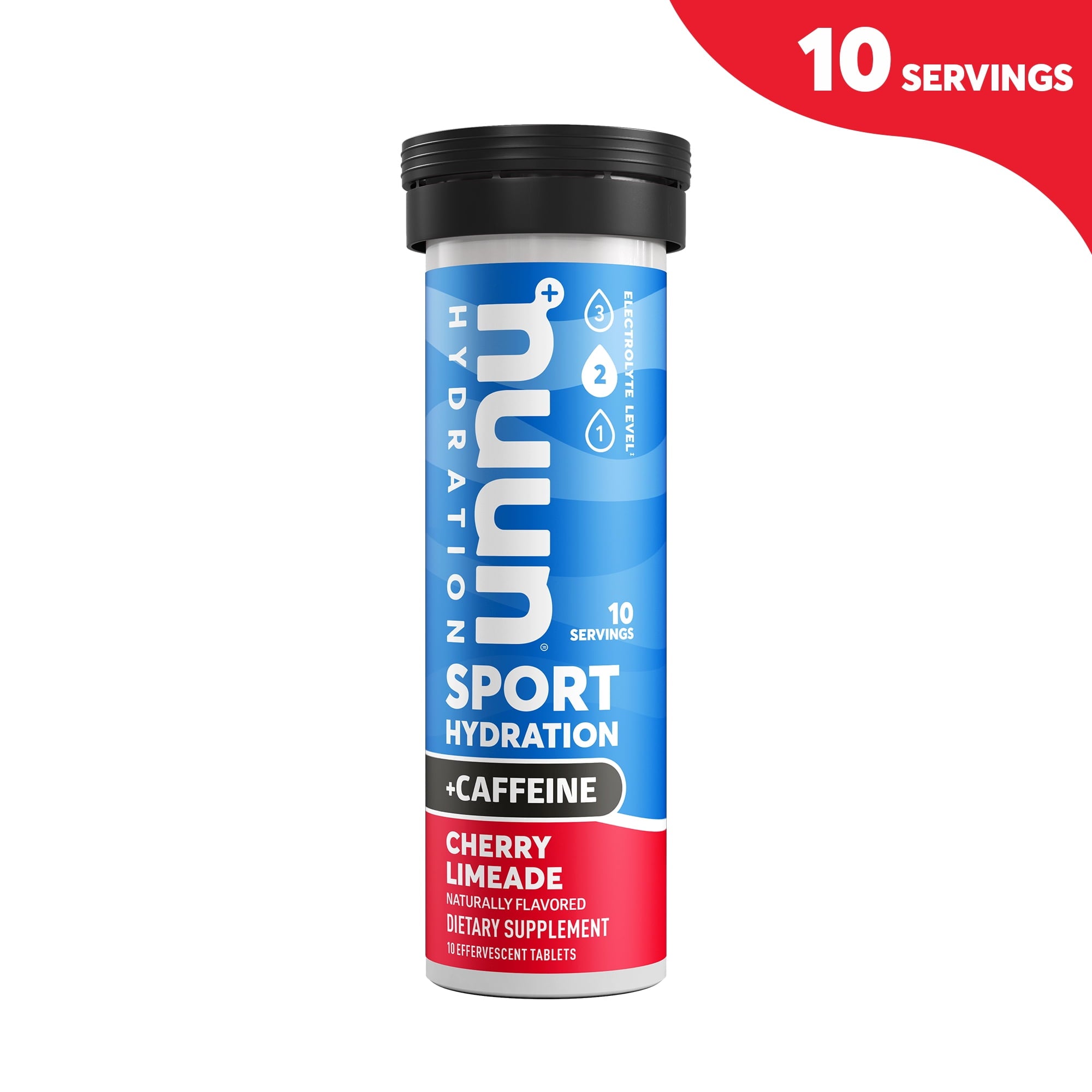 Nuun Sport + Caféine électrolytes pour une hydratation proactive, Cherry Limeade, tube de 10